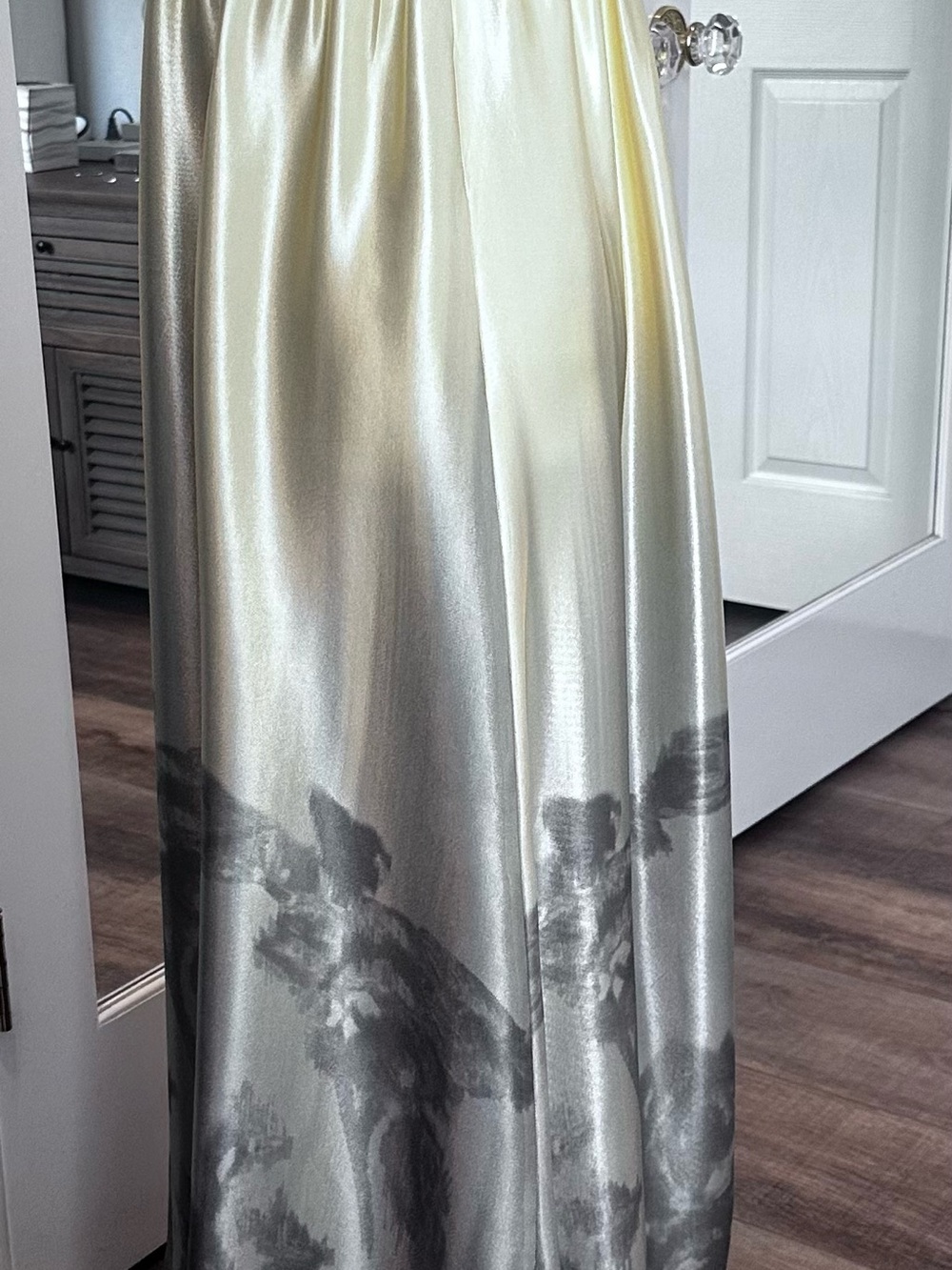 Anthropologie Strapless watercolor floral Maxi Dress in Yellow/Sage/Size M - Picture 4 of 15